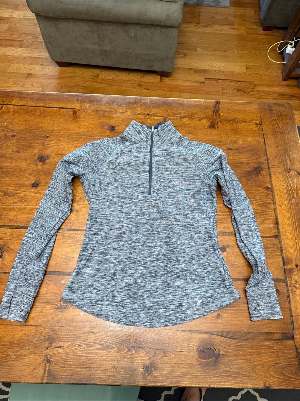Old Navy Heather Gray Long-Sleeve Half-Zip Active Tee